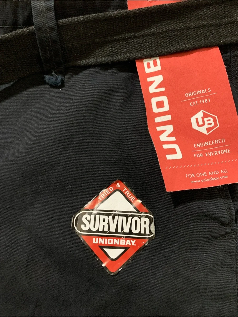 UNIONBAY Men's Survivor Relaxed Fit Cargo Black Pants Size 38x32 NWT Utility